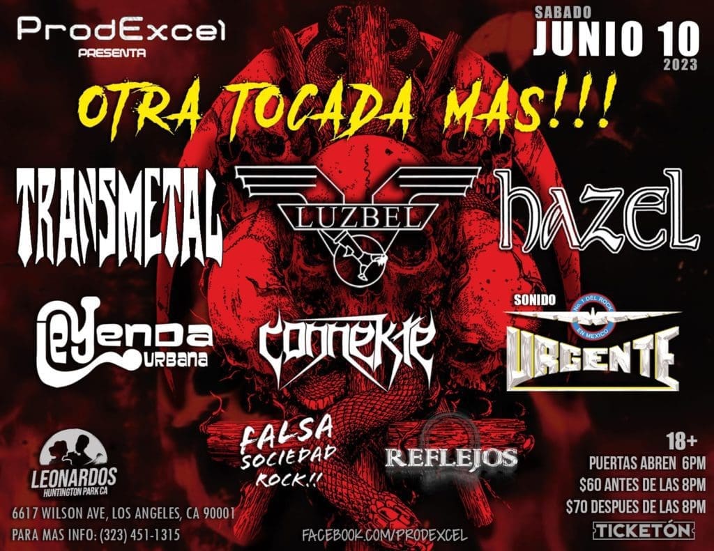 Prodexcel Presenta: otra tocada mas con Transmetal, Luzbel, Hazel y mas