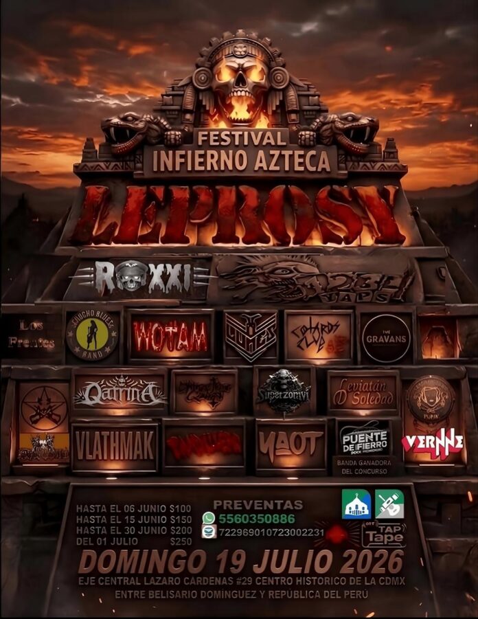 EL FESTIVAL INFIERNO AZTECA DESATARÁ EL PODER DEL METAL, PUNK, BLUES Y ROCK EN EL CORAZÓN DE LA CDMX ESTE 19 DE JULIO